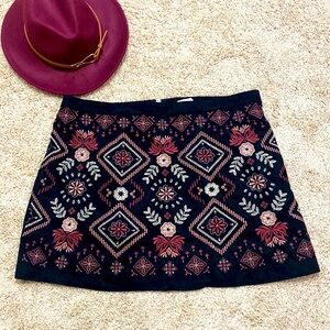 Savanna Jane Black Faux Suede Embroidered Mini Skirt
